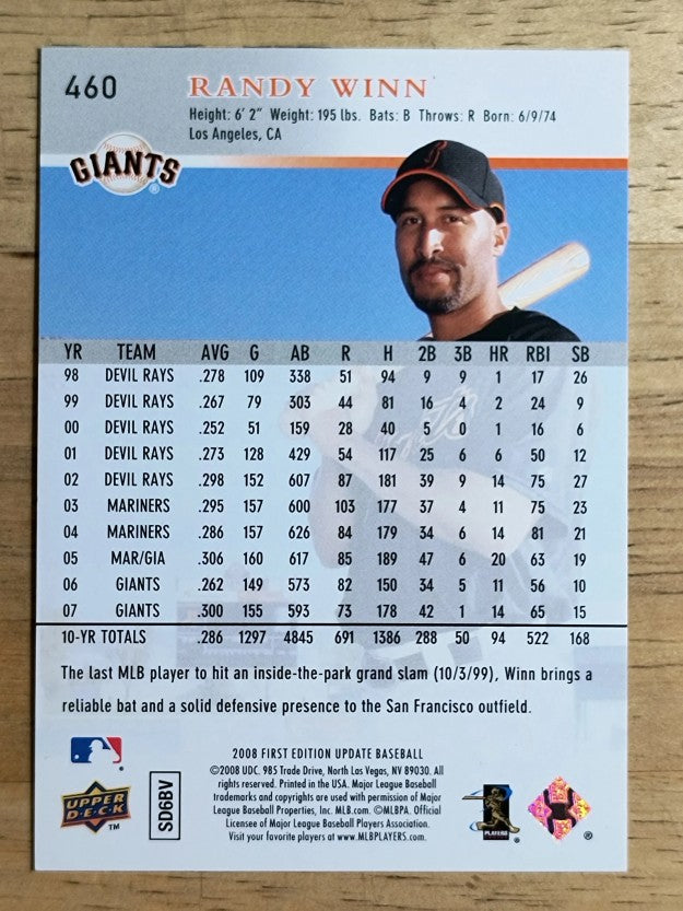 2008 Upper Deck First Edition #460 Randy Winn
