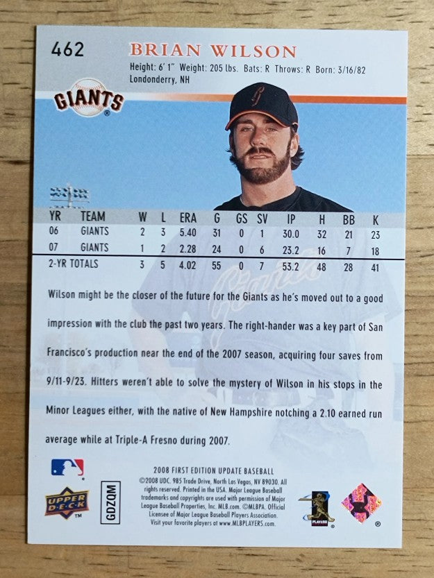 2008 Upper Deck First Edition #462 Brian Wilson