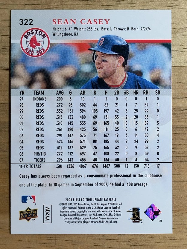2008 Upper Deck First Edition #322 Sean Casey