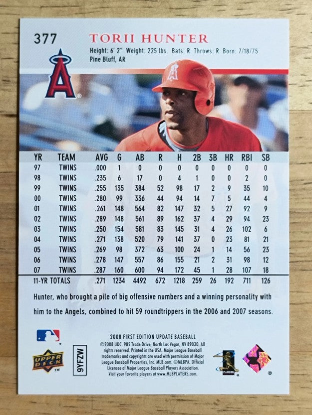 2008 Upper Deck First Edition #377 Torii Hunter