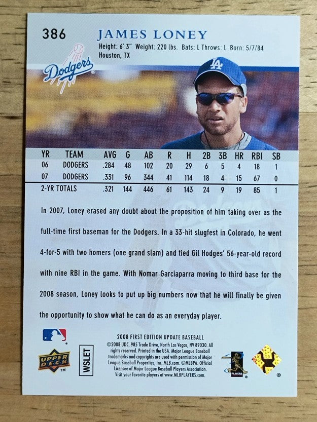 2008 Upper Deck First Edition #386 James Loney