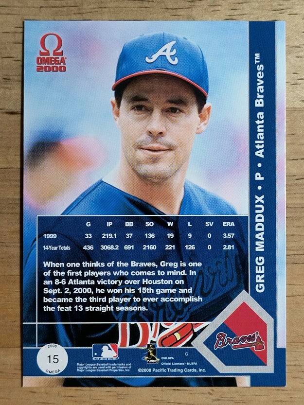 2000 Pacific Omega #15 Greg Maddux