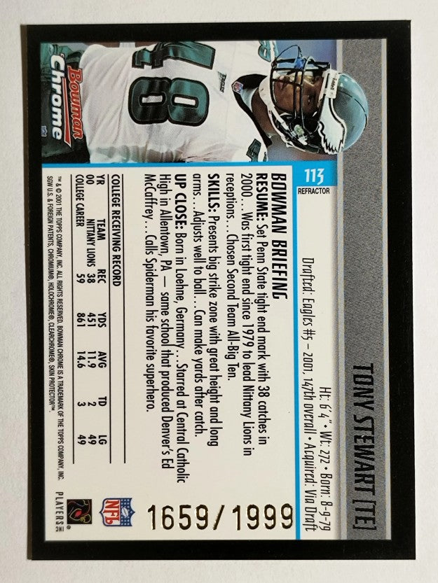 2001 Bowman Chrome #113 Tony Stewart RC