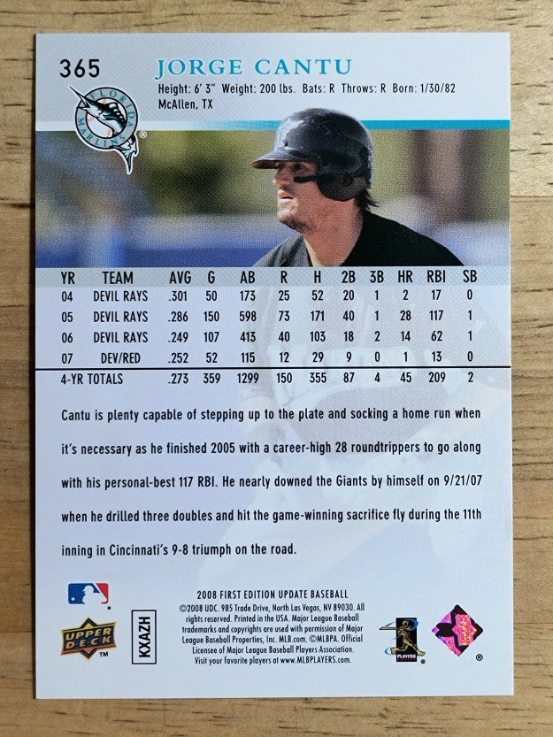 2008 Upper Deck First Edition #365 Jorge Cantu