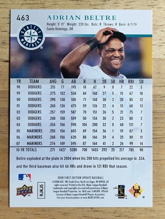 2008 Upper Deck First Edition #463 Adrian Beltre