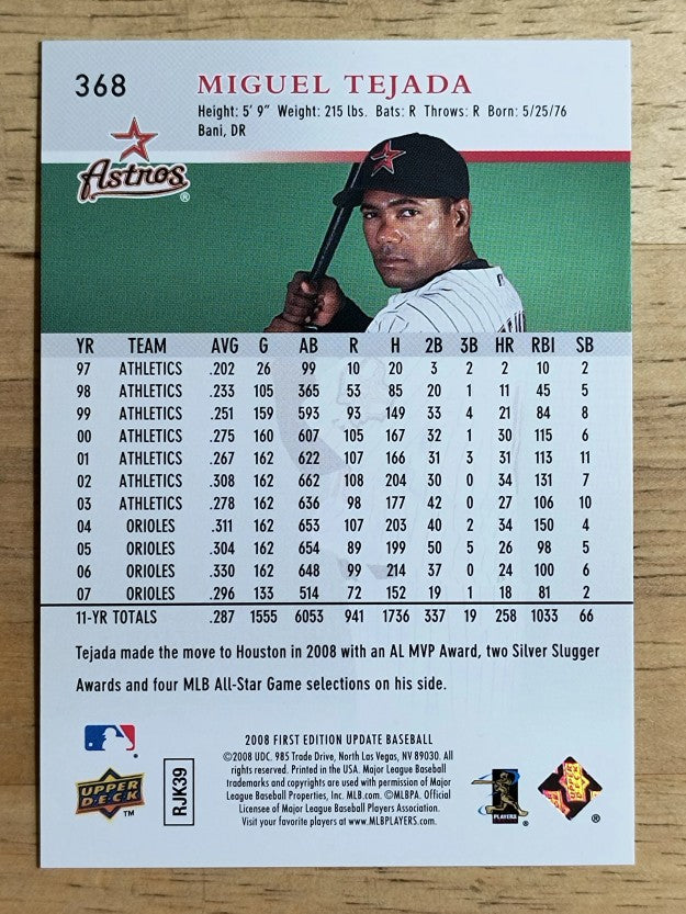 2008 Upper Deck First Edition #368 Miguel Tejada