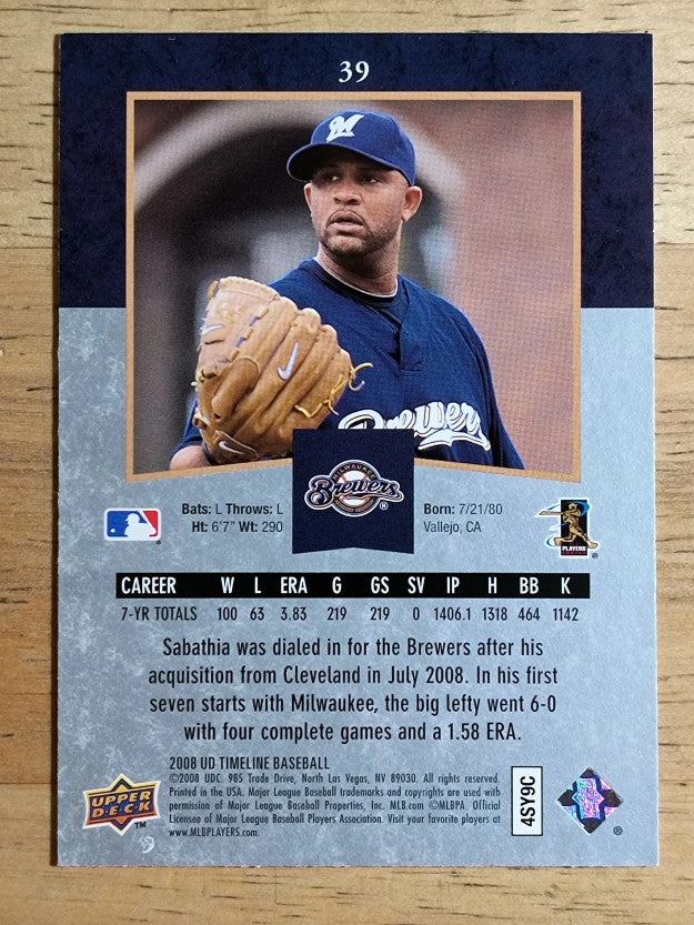 2008 Upper Deck Timeline #39 C.C. Sabathia