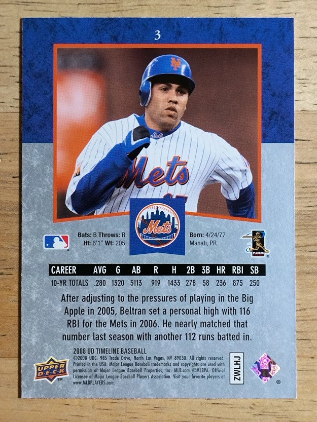 2008 Upper Deck Timeline #3 Carlos Beltran