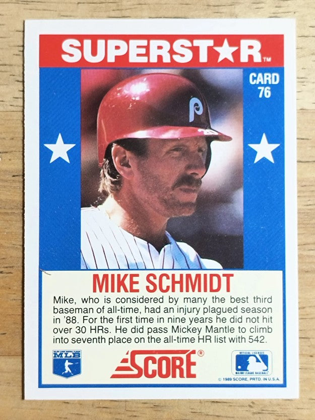 1989 Score Hottest 100 Stars #76 Mike Schmidt