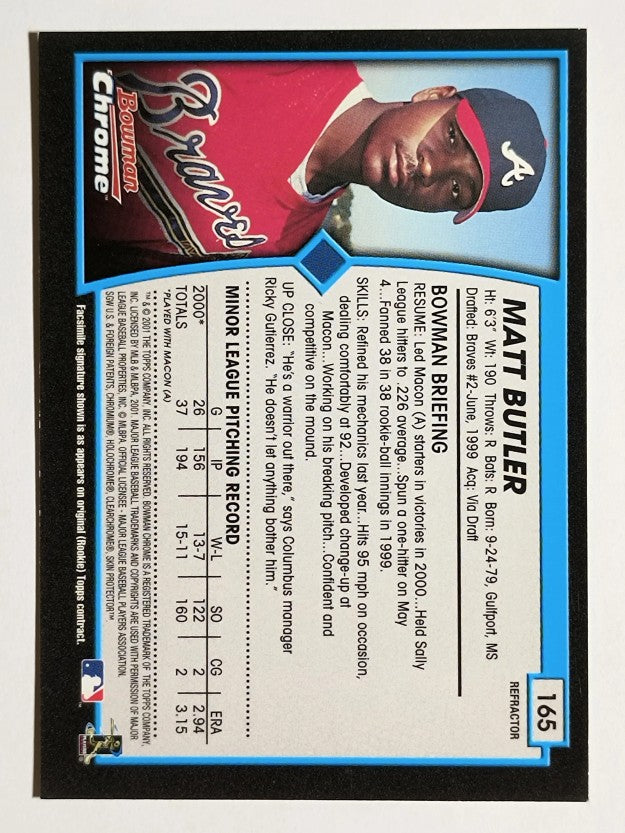 2001 Bowman Chrome #165 Matt Butler RC