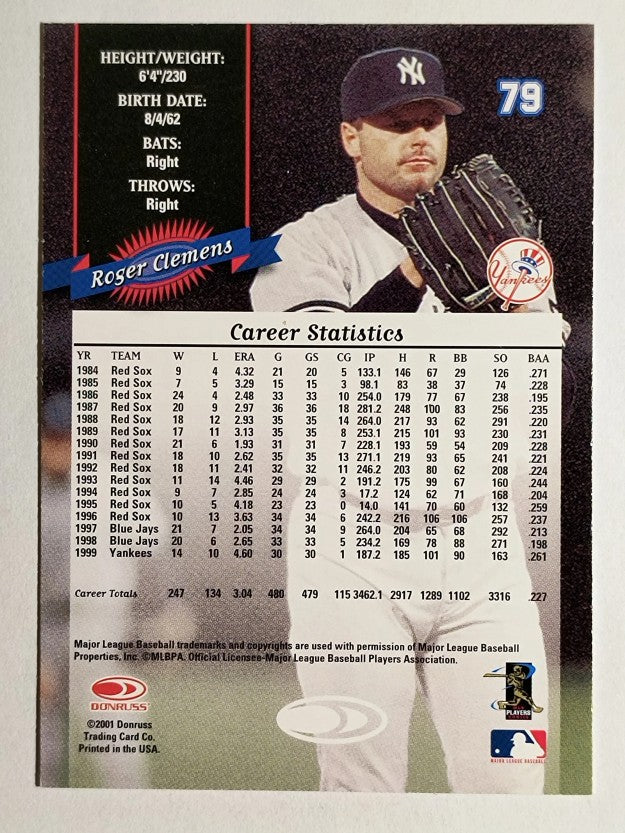 2001 Donruss 2000 Retro #79 Roger Clemens