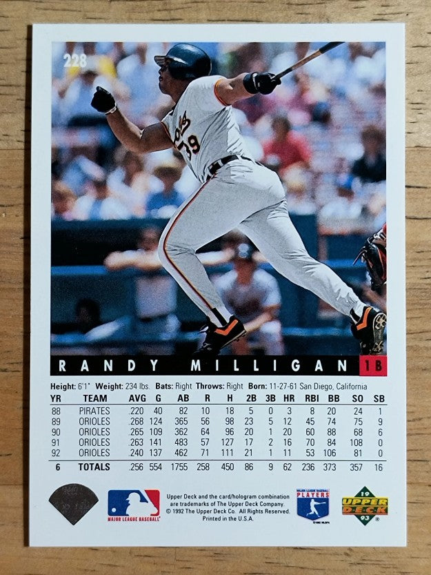 1993 Upper Deck #228 Randy Milligan