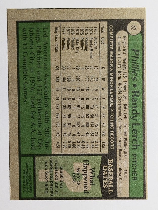 1979 Topps #52 Randy Lerch (EX)