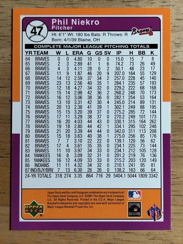 2001 Upper Deck Decade 1970's #47 Phil Niekro