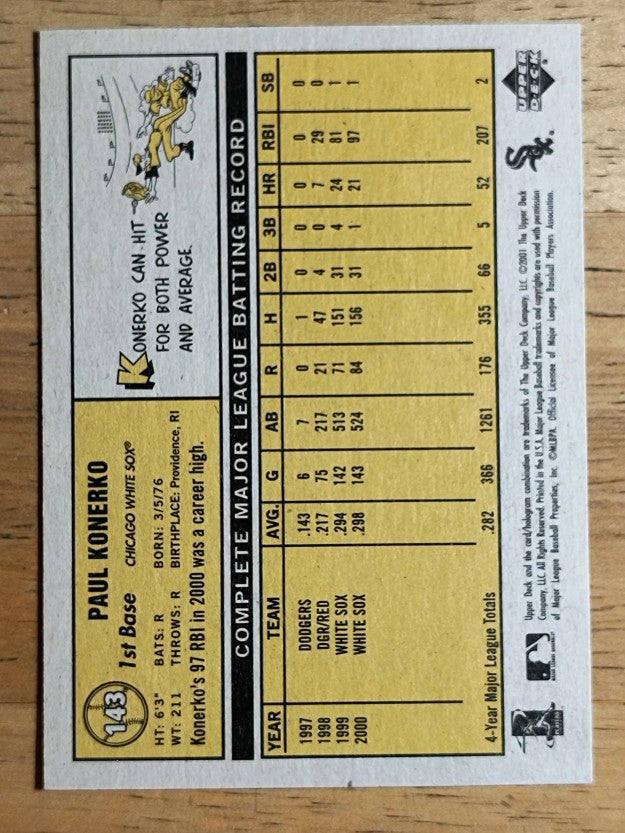 2001 Upper Deck Vintage #143 Paul Konerko