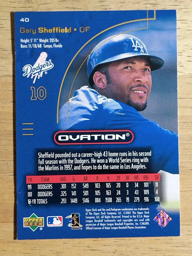 2001 Upper Deck Ovation #40 Gary Sheffield