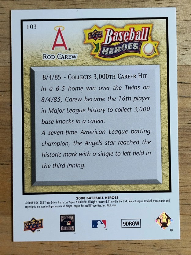 2008 Upper Deck Heroes #103 Rod Carew