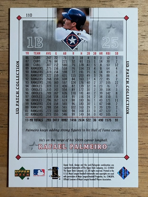 2003 UD Patch Collection #110 Rafael Palmeiro
