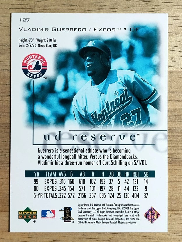 2001 UD Reserve #127 Vladimir Guerrero