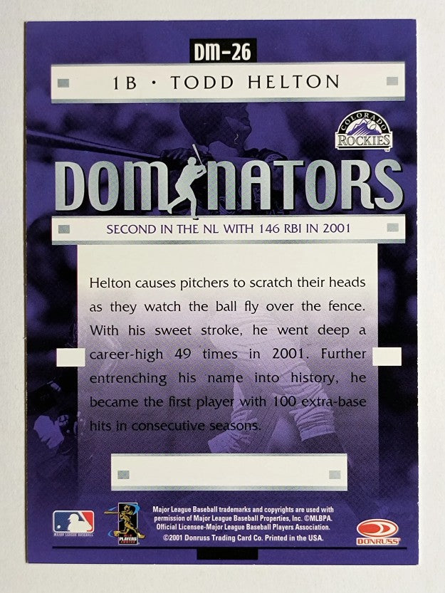 2001 Donruss Class of 2001 Dominators #DM26 Todd Helton