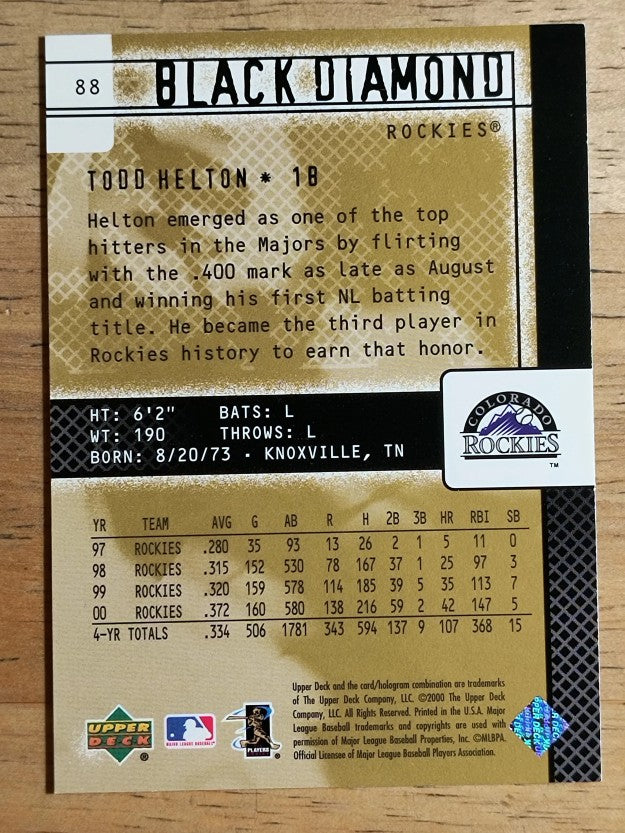2000 Black Diamond Rookie Edition #88 Todd Helton