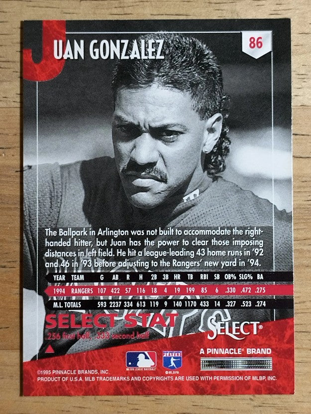 1995 Select #86 Juan Gonzalez
