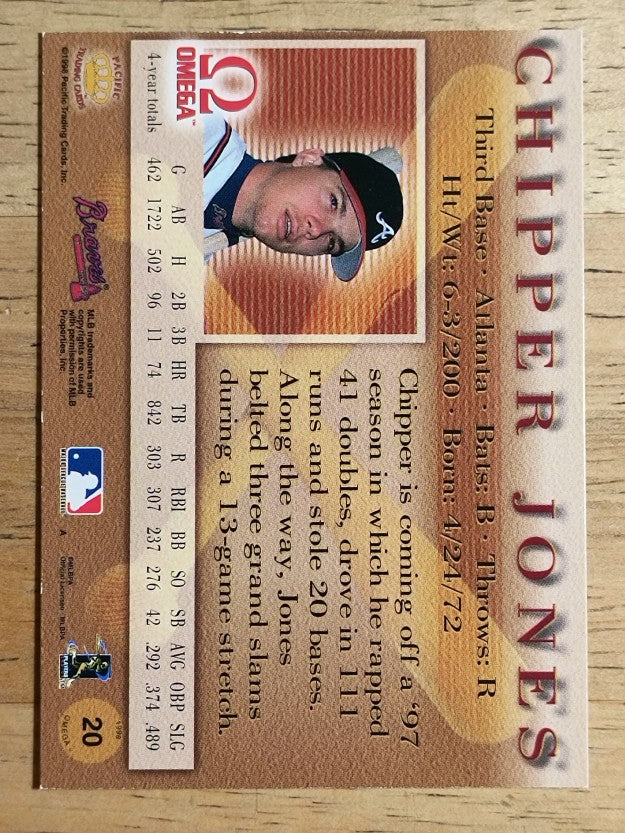 1998 Pacific Omega #20 Chipper Jones