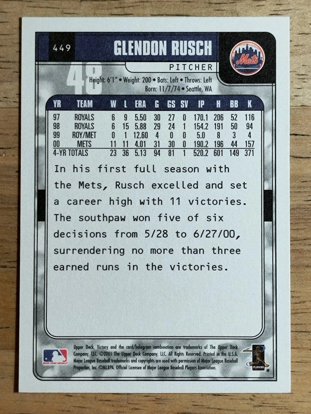2001 Upper Deck Victory #449 Glendon Rusch
