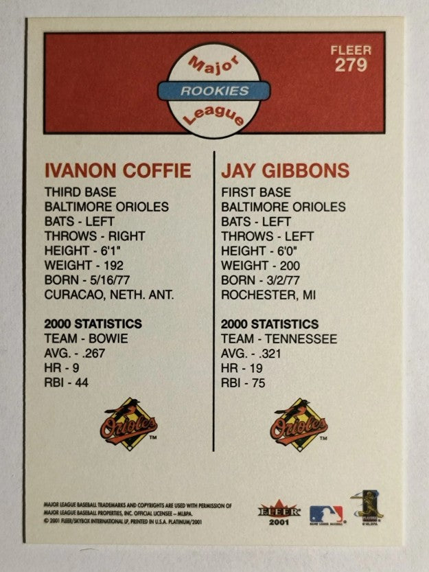 2001 Fleer Platinum #279 Jay Gibbons RC