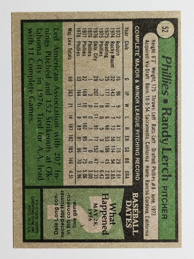 1979 Topps #52 Randy Lerch (VGEX)