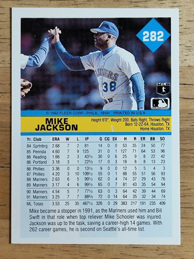 1992 Fleer #282 Mike Jackson