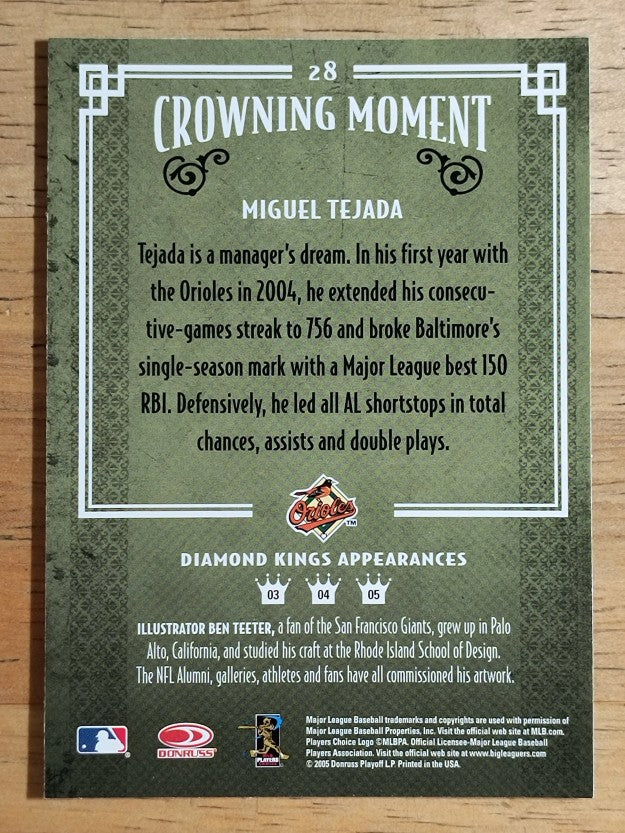 2005 Diamond Kings #28 Miguel Tejada