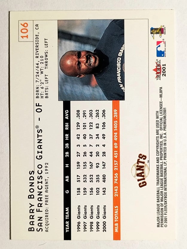 2001 Fleer Premium #106 Barry Bonds