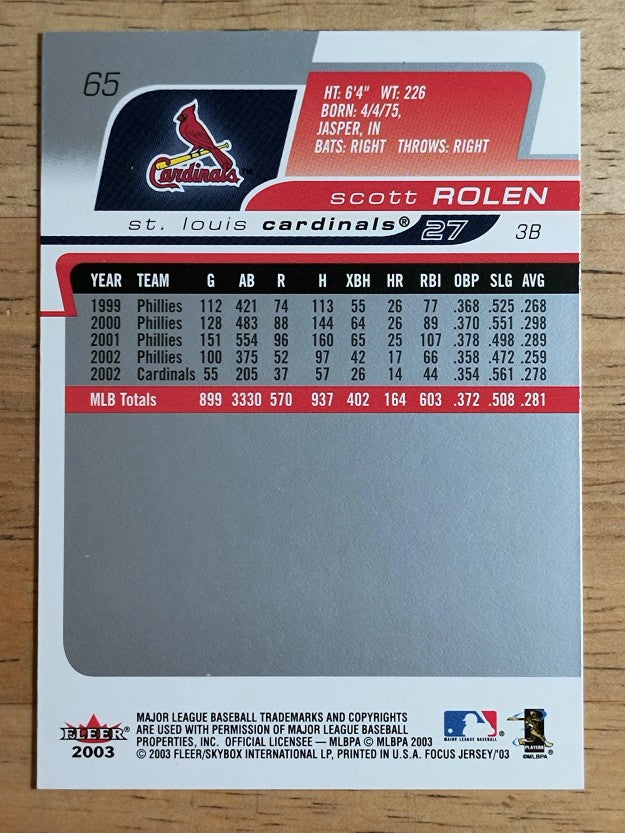 2003 Fleer Focus JE #65 Scott Rolen