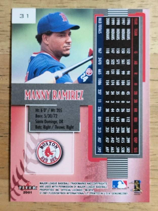 2001 Fleer Genuine #31 Manny Ramirez Sox