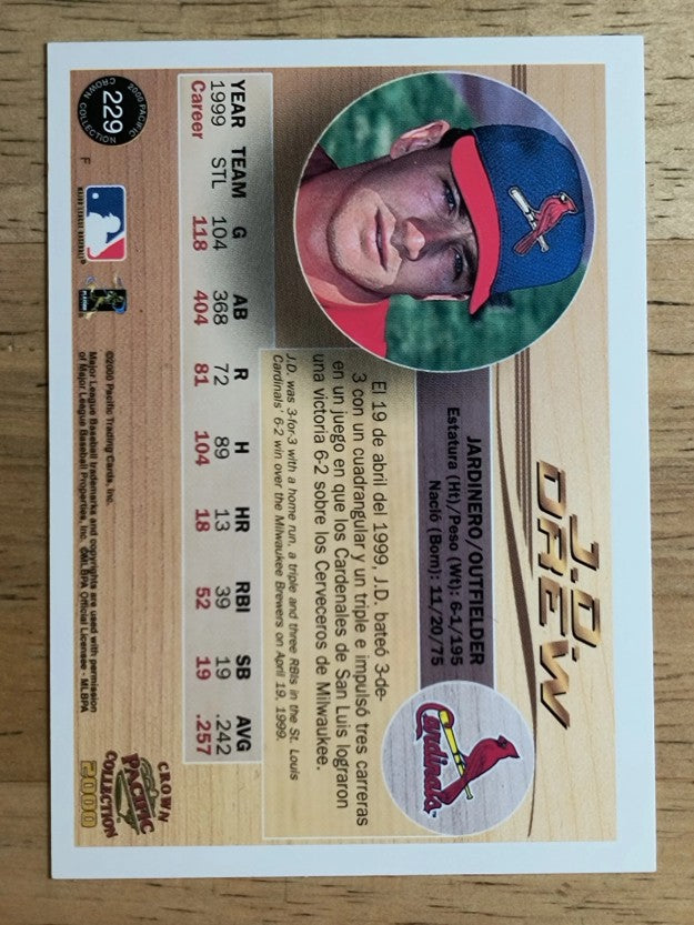 2000 Pacific Crown Collection #229 J.D. Drew