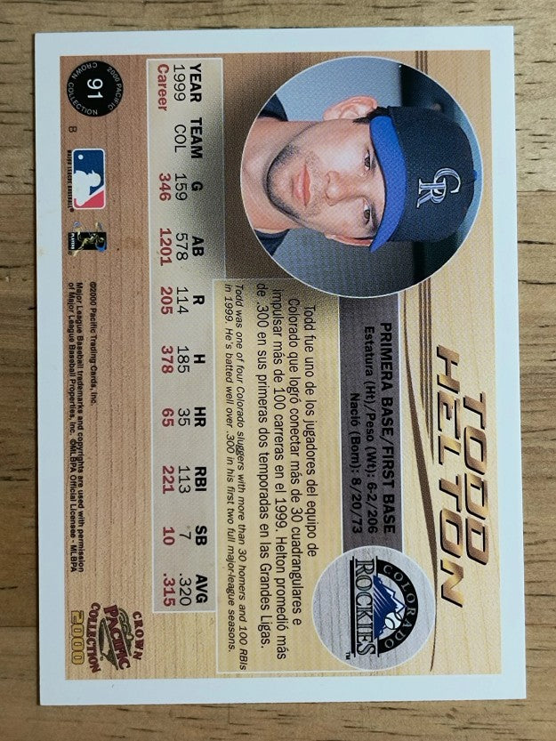 2000 Pacific Crown Collection #91 Todd Helton