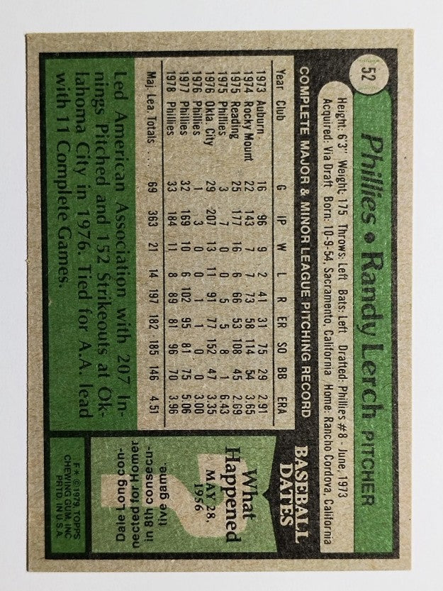 1979 Topps #52 Randy Lerch (EX)