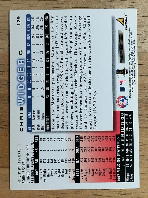 1998 Score #129 Chris Widger