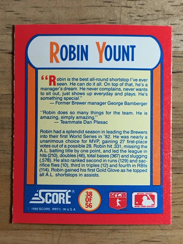 1990 Score Magic Motion Trivia #38 Robin Yount