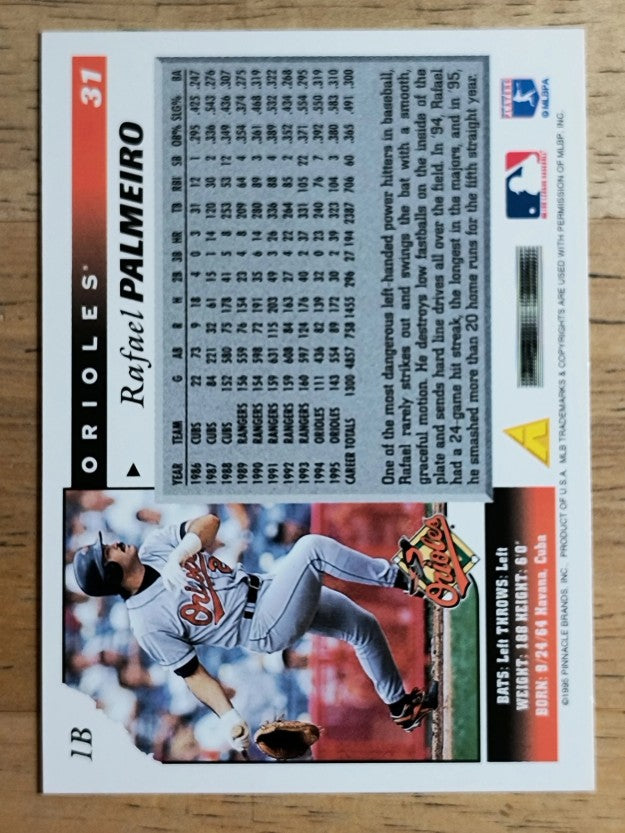 1996 Score #31 Rafael Palmeiro