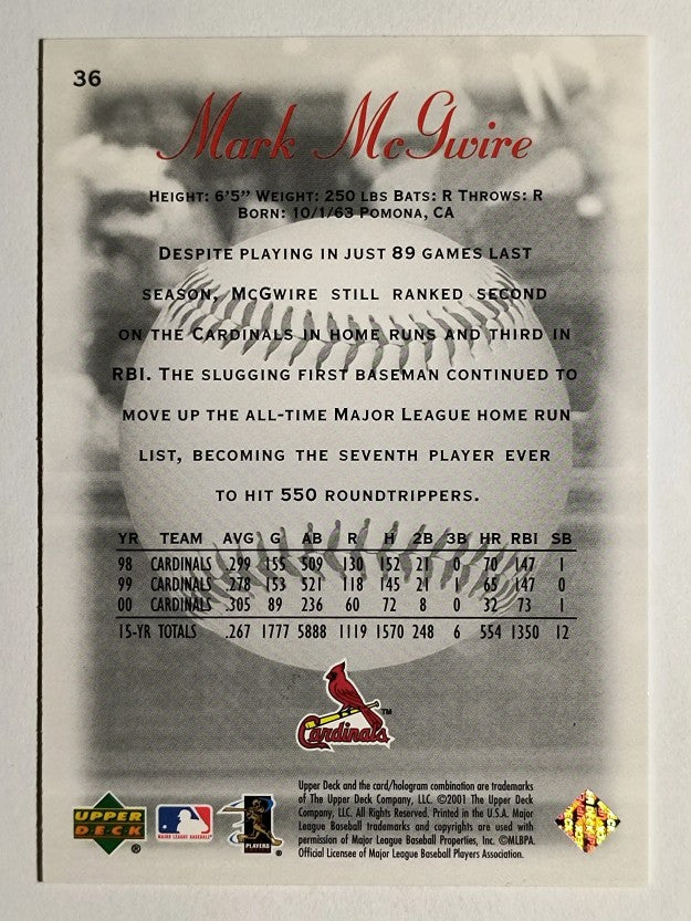 2001 Sweet Spot #36 Mark McGwire
