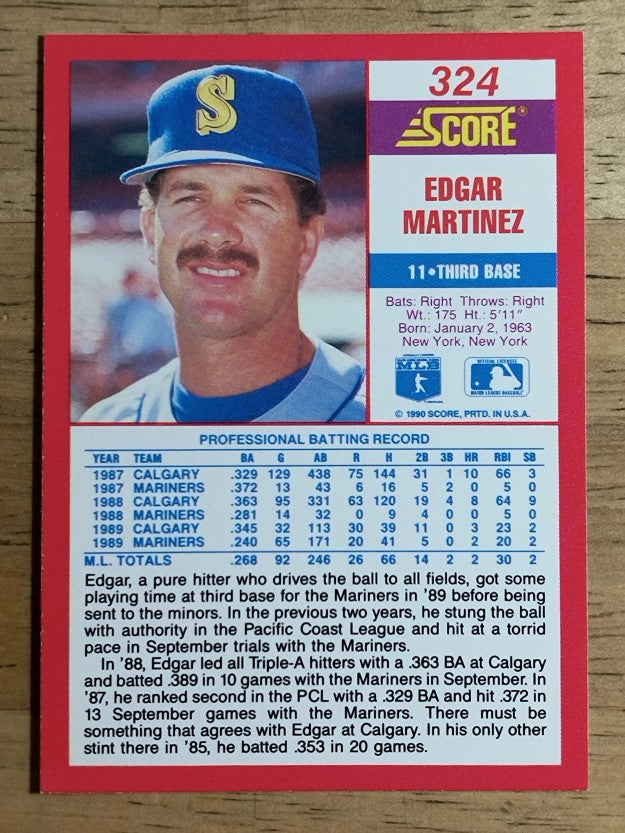 1990 Score #324 Edgar Martinez