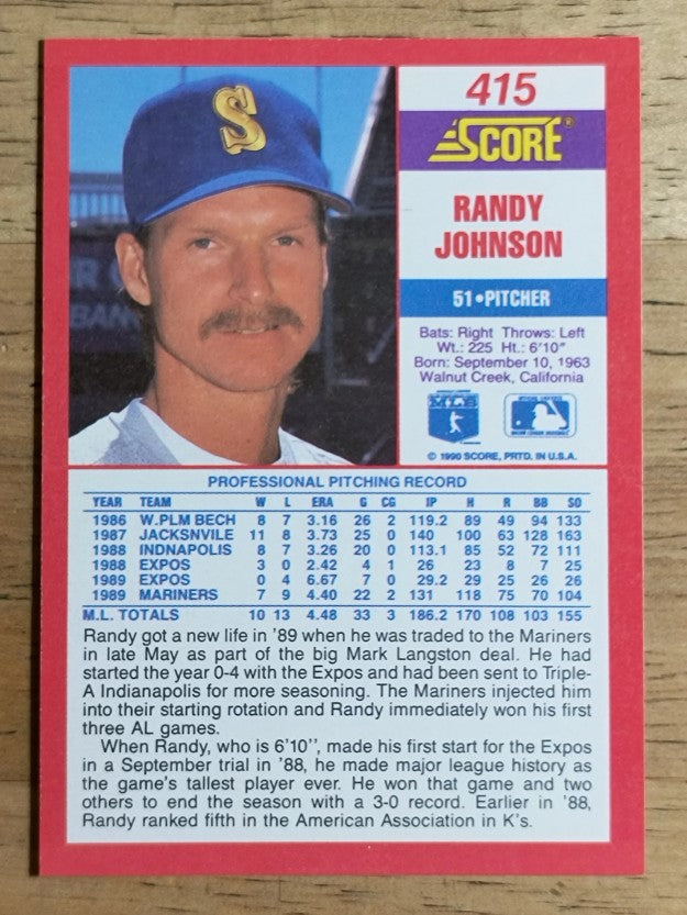 1990 Score #415 Randy Johnson
