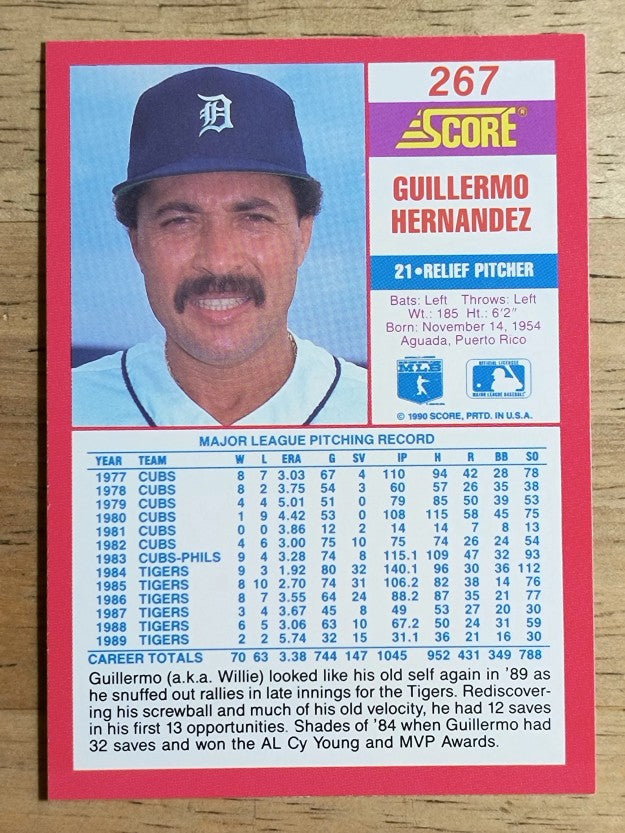 1990 Score #267 Guillermo Hernandez
