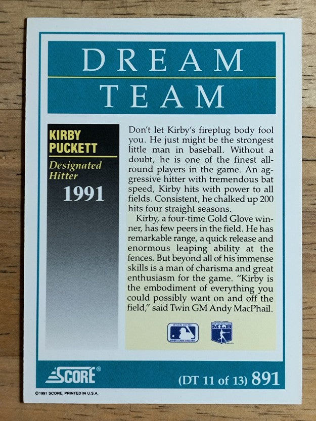 1991 Score #891 Kirby Puckett DT