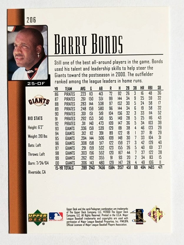 2001 Upper Deck #206 Barry Bonds