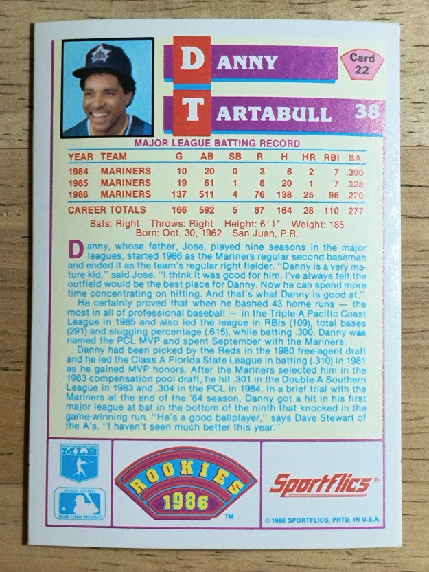 1986 Sportflics Rookies #22 Danny Tartabull