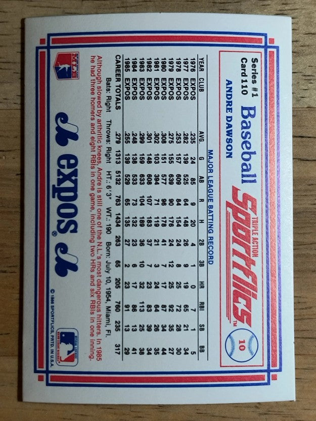 1986 Sportflics #110 Andre Dawson