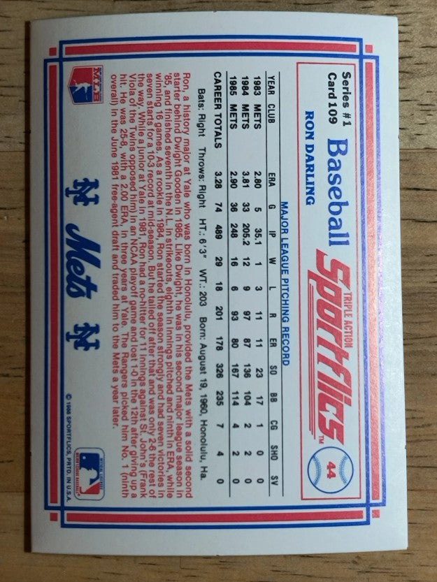1986 Sportflics #109 Ron Darling